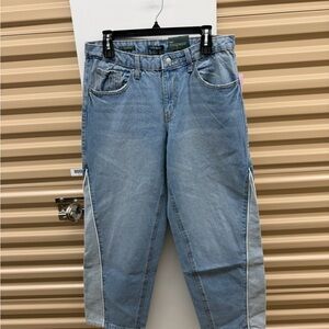 90s Mid -Rise Straight Light Blue Panel Denim Jeans